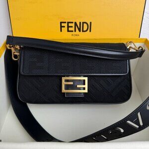 Fendi Baguette Medium FF Embroidered Handbag
